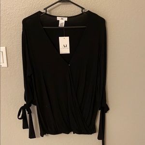 Black snap front blouse